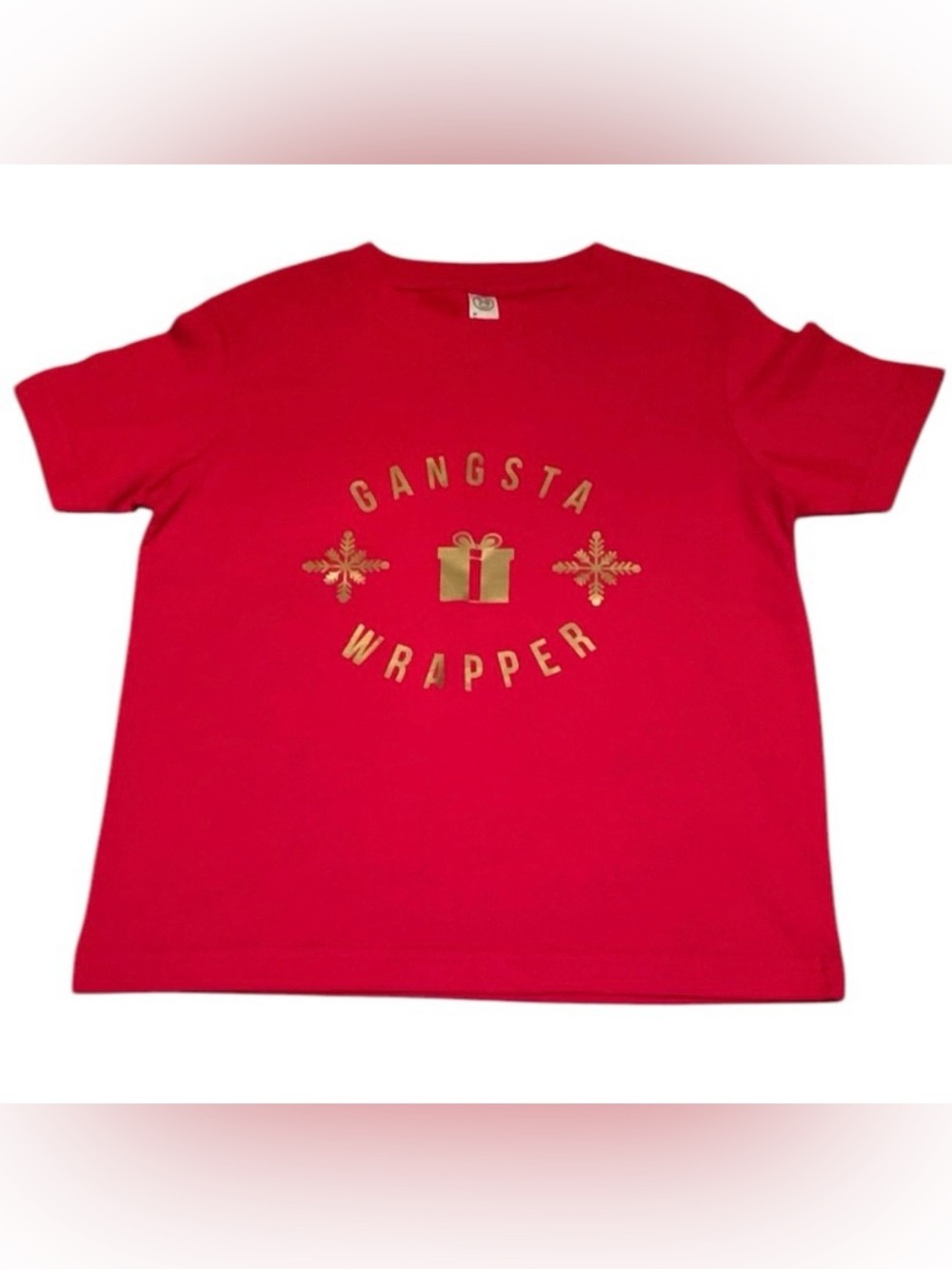 Rabbit Skins Gangsta Wrapper Red Gold T-Shirt Size 3 Gift Present Christmas